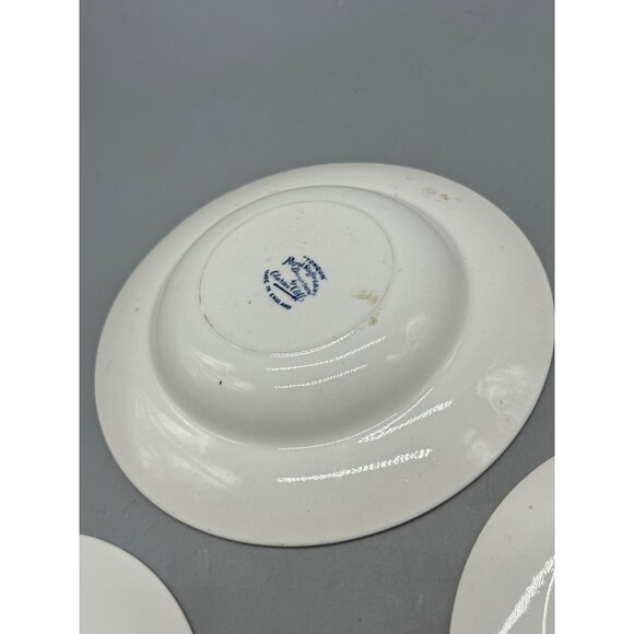 tonquin royal Stafford Clarice Cliff  Blue White Ironstone Bowl Plates Set Of 3 - Picture 11 of 12
